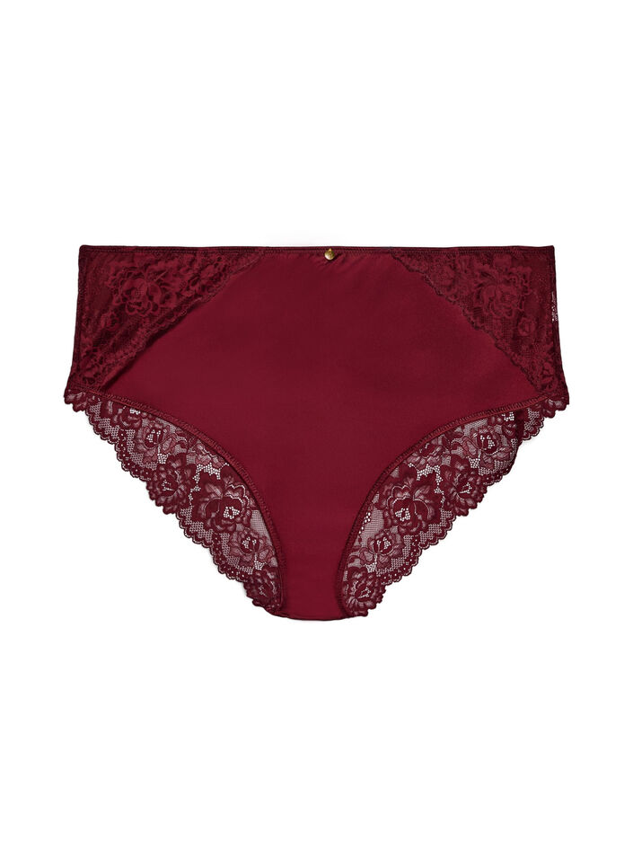 Panties met kant en een strikdetail aan de achterkant, Donker Bordeaux, Packshot image number 0