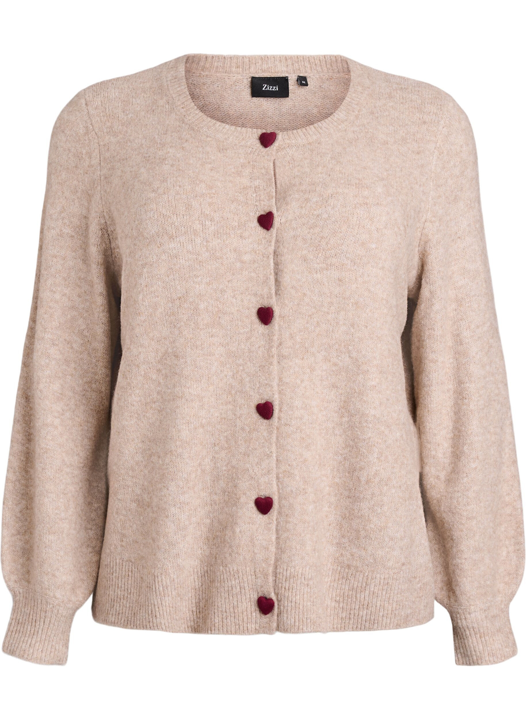 ZizziCardigan met hartvormige knopen, Beige, Packshot image number 0
