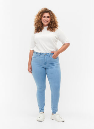 Super slim Amy jeans met hoge taille, Ex Lt Blue, Model image number 0
