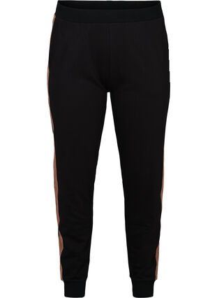 Sweatpants met velours, Black w. Burlwood, Packshot image number 0