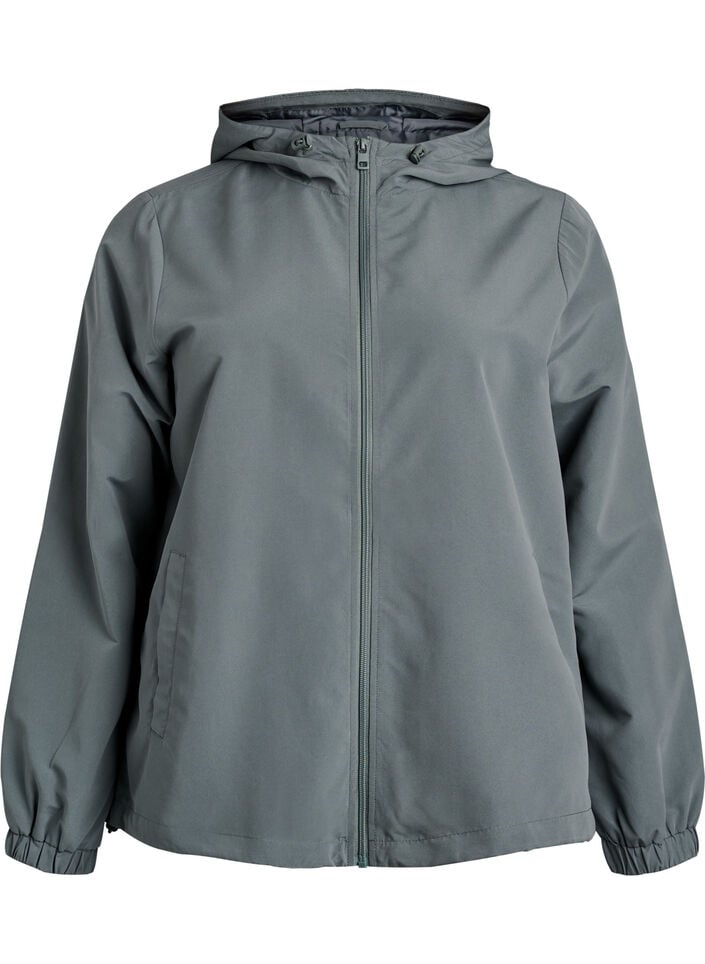 Lichtgewicht jas met een capuchon en ritssluiting, Groen, Packshot image number 0