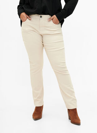 Slim fit Emily jeans met normale taille, Oatmeal, Model image number 2