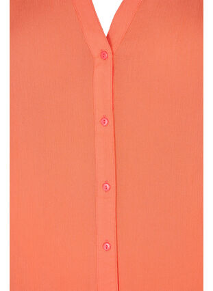 Viscose overhemd met korte mouwen en v-hals, Living Coral, Packshot image number 2