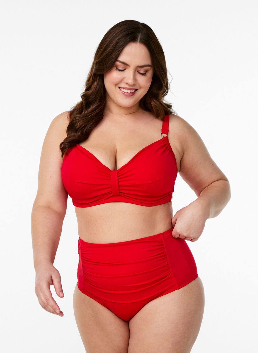 Bikinibroekjes met hoge taille, Rood, Model image number 0