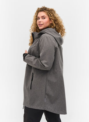 Softshell jas met afneembare capuchon, Medium Grey Melange, Model image number 1