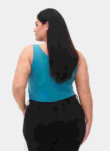 Effen gekleurd basic top in katoen, Brittany Blue, Model image number 1
