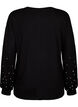 Solide gekleurde blouse met parels, Black, Packshot image number 1