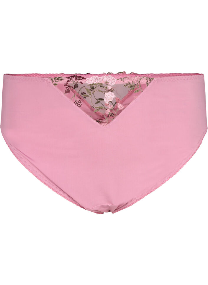 Tai slip in microvezel met geborduurde bloemen, Roze, Packshot image number 0