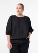 Viscose blouse met 3/4 mouwen en balloneffect, Zwart, Model image number 0