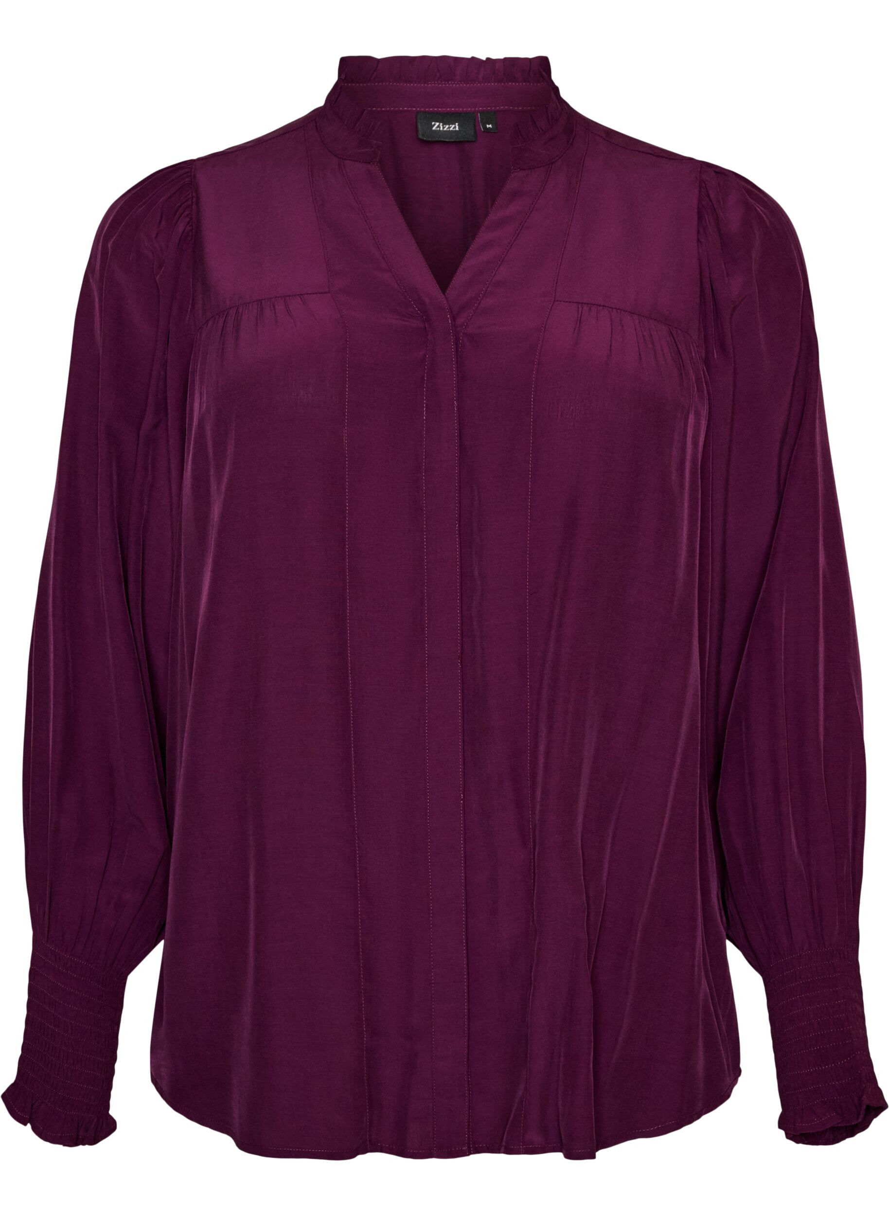 Blouse met ruches kraag en plooien