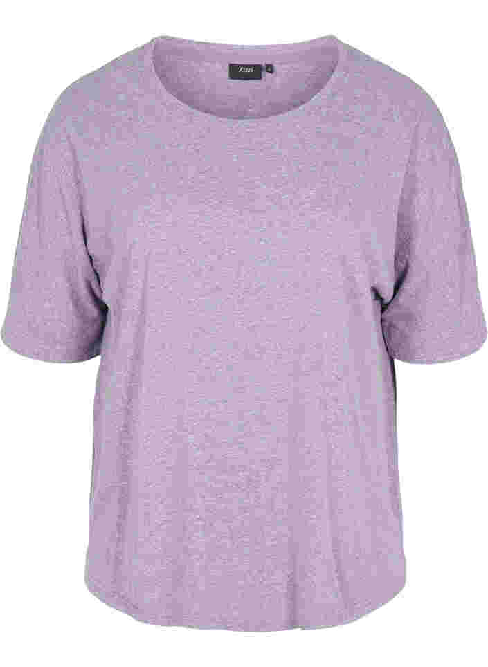 Gemêleerde blouse met korte mouwen, Vintage Violet Mel., Packshot image number 0