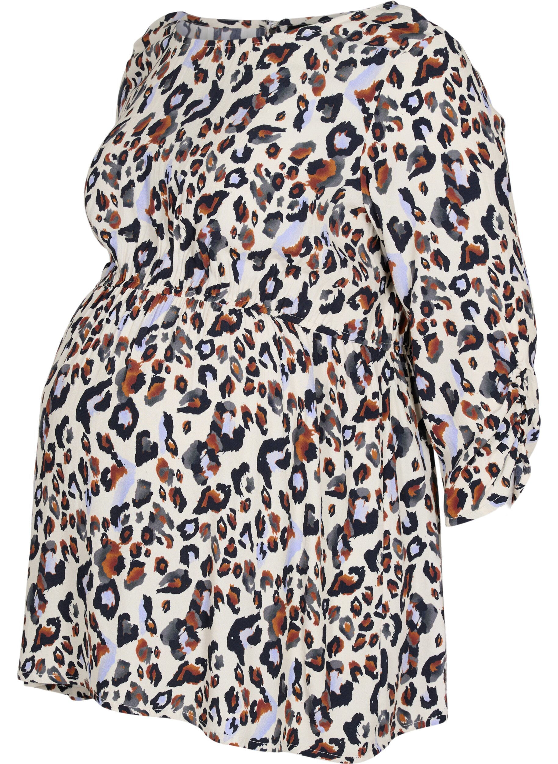 ZizziViscose zwangerschapstop met print, White Leo Print , Packshot image number 0