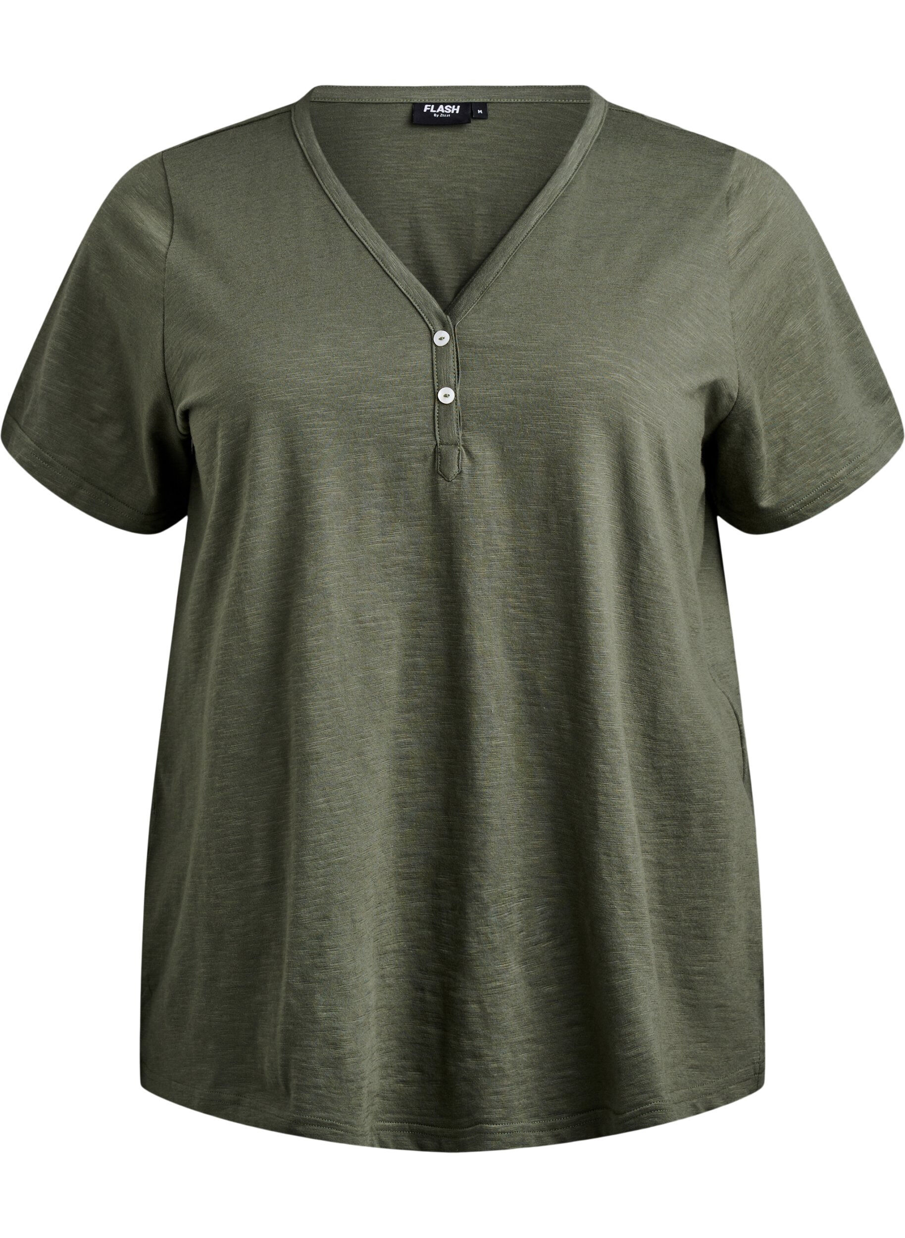 ZizziT-shirt met knoopdetail, Groen, Packshot image number 0