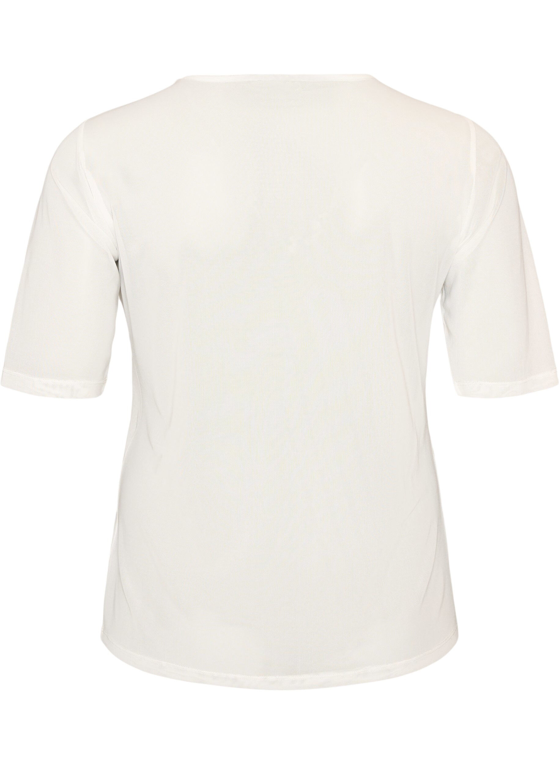ZizziMesh top met korte mouwen en ronde hals, Vanille, Packshot image number 1