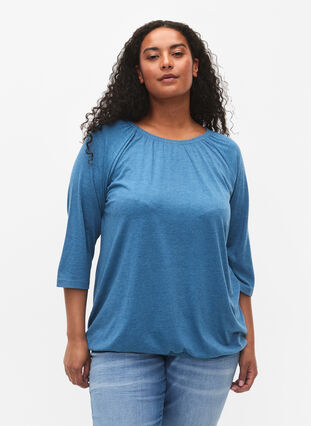 Gestreepte blouse met 3/4 mouwen, Legion Blue Mel., Model image number 0