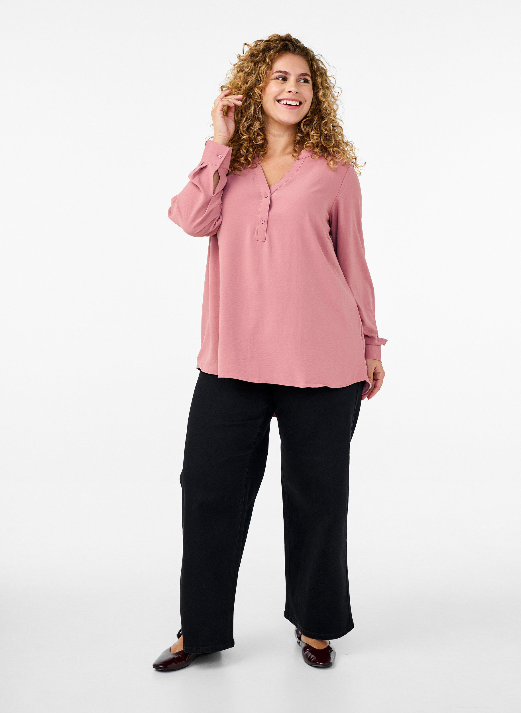 Zizzi FLASH - Blouse met lange mouwen, Roze, Model image number 1