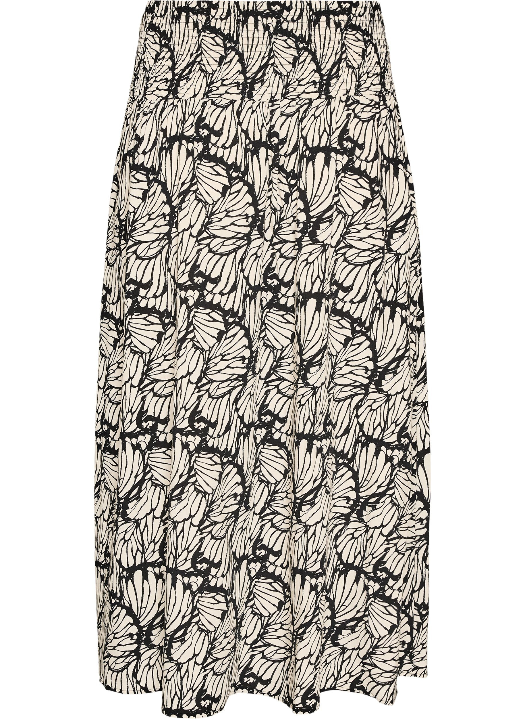 ZizziViscose maxi-rok met smock, Zwart, Packshot image number 1