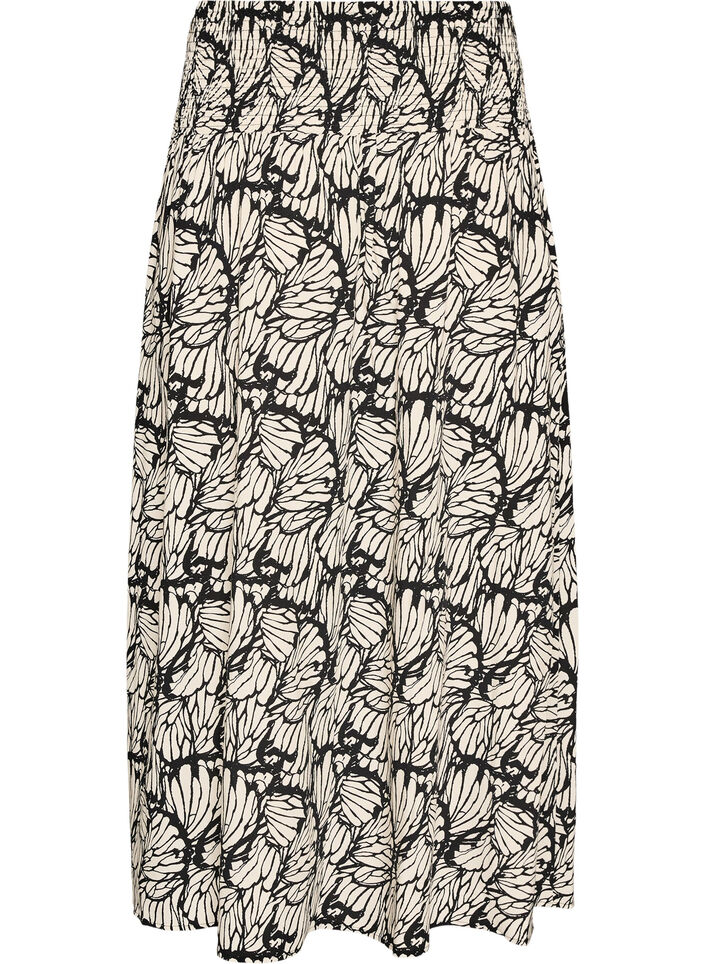 Viscose maxi-rok met smock, Zwart, Packshot image number 1