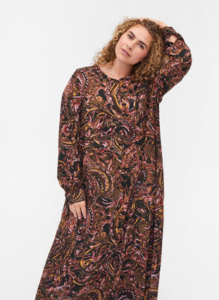 Viscose maxi-jurk met print, Paisley AOP, Model image number 2