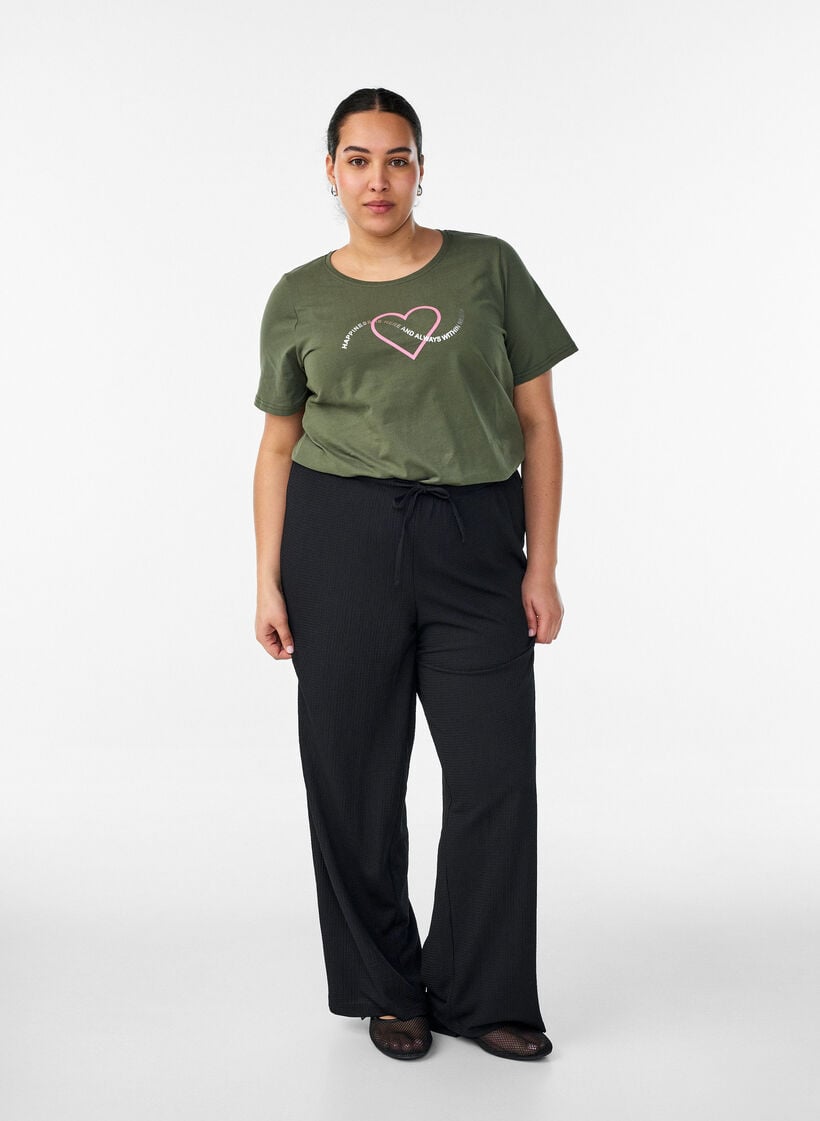 T-shirt met motief, Groen, Model image number 1