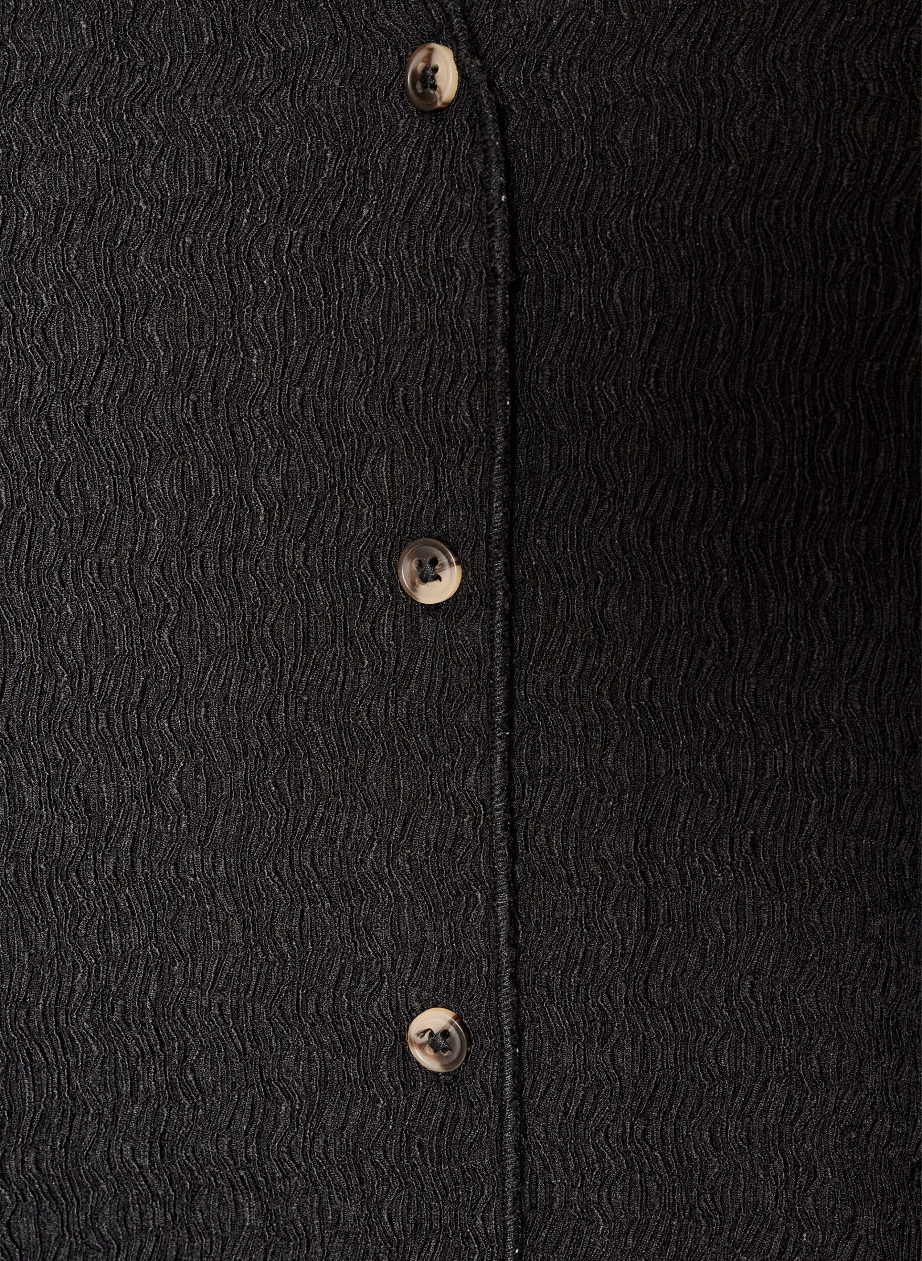 ZizziMouwloos top met een golvende textuur en knoopsluiting, Zwart, Packshot image number 2