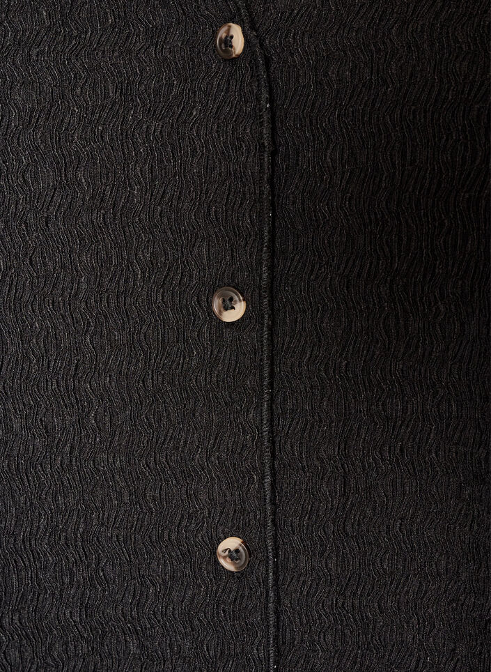 Mouwloos top met een golvende textuur en knoopsluiting, Zwart, Packshot image number 2