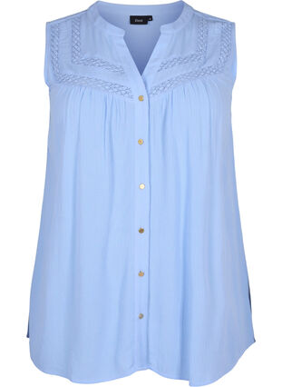 Mouwloze viscose blouse met gehaakt detail, Serenity, Packshot image number 0