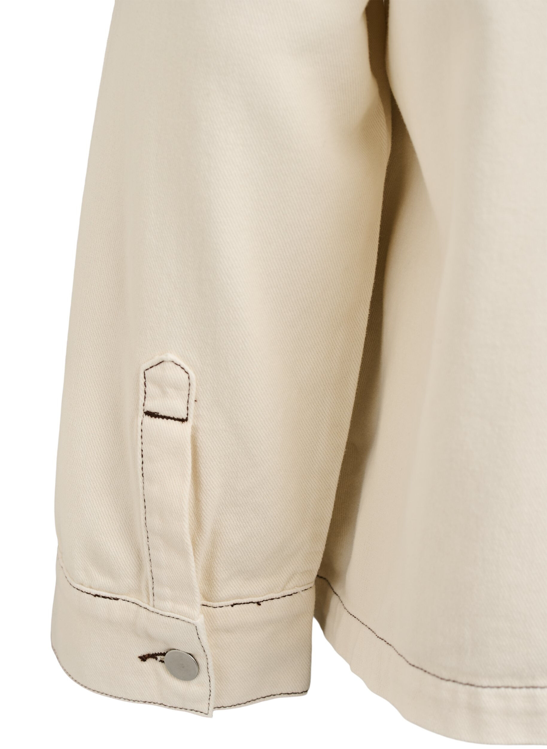 Zizzi Gekleurde denimjas met contrasterende kraag, Vanille, Packshot image number 4