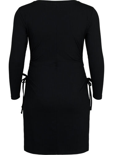Strakke jurk met halslijn, Black, Packshot image number 1