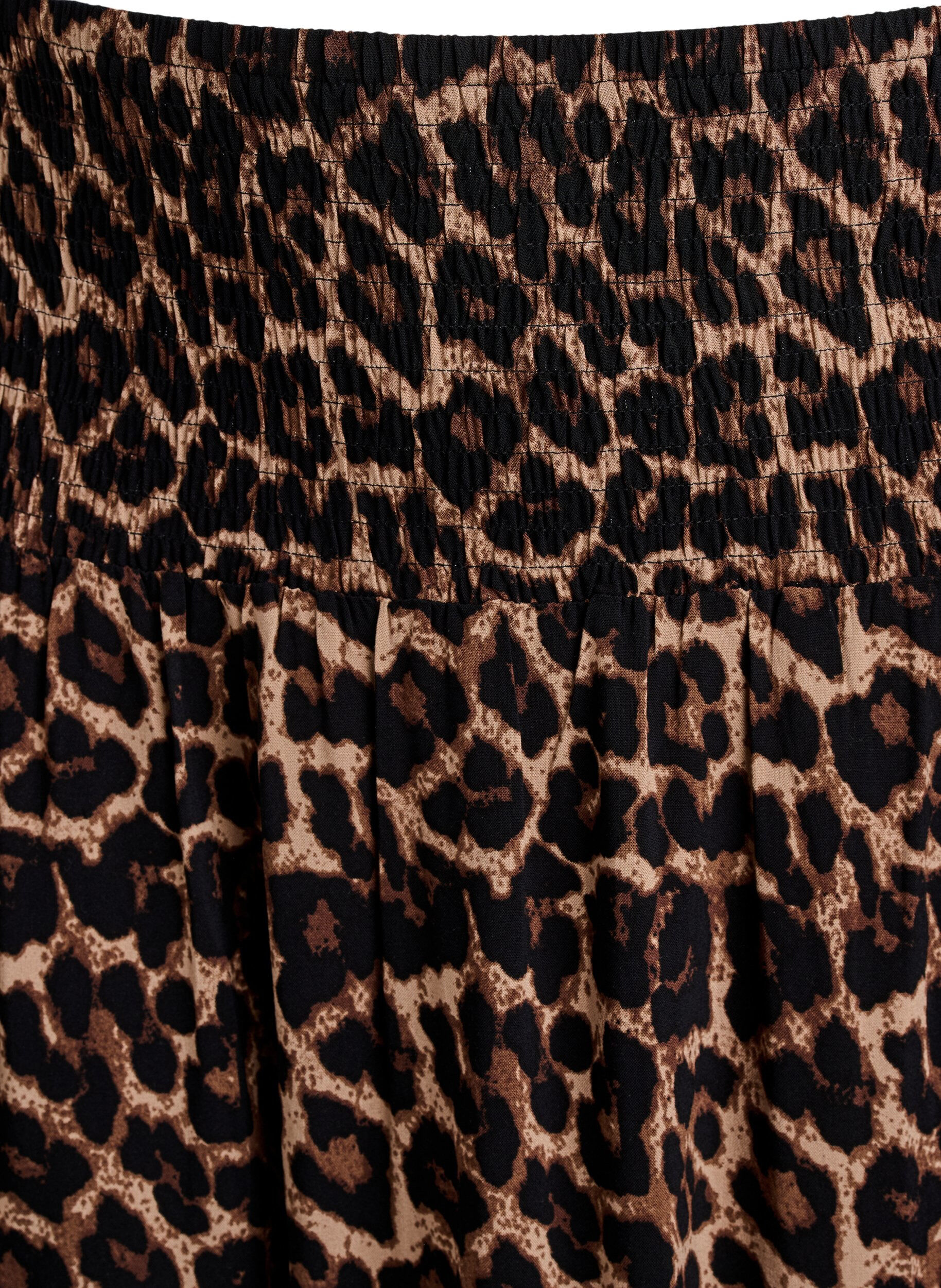 ZizziMaxi rok in viscose met smokwerk, Bruin, Packshot image number 2