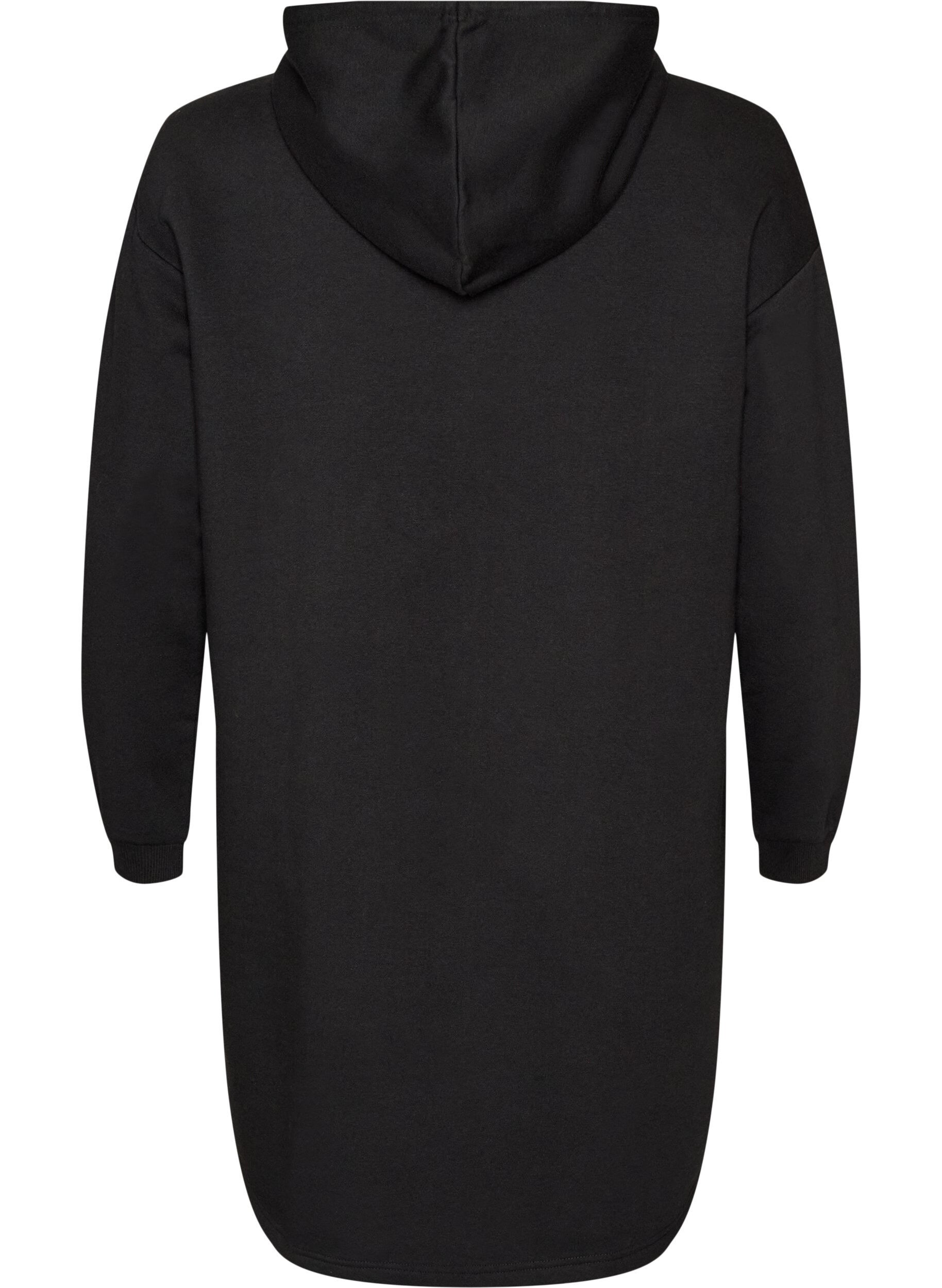 ZizziLang vest met capuchon en ritssluiting, Zwart, Packshot image number 1