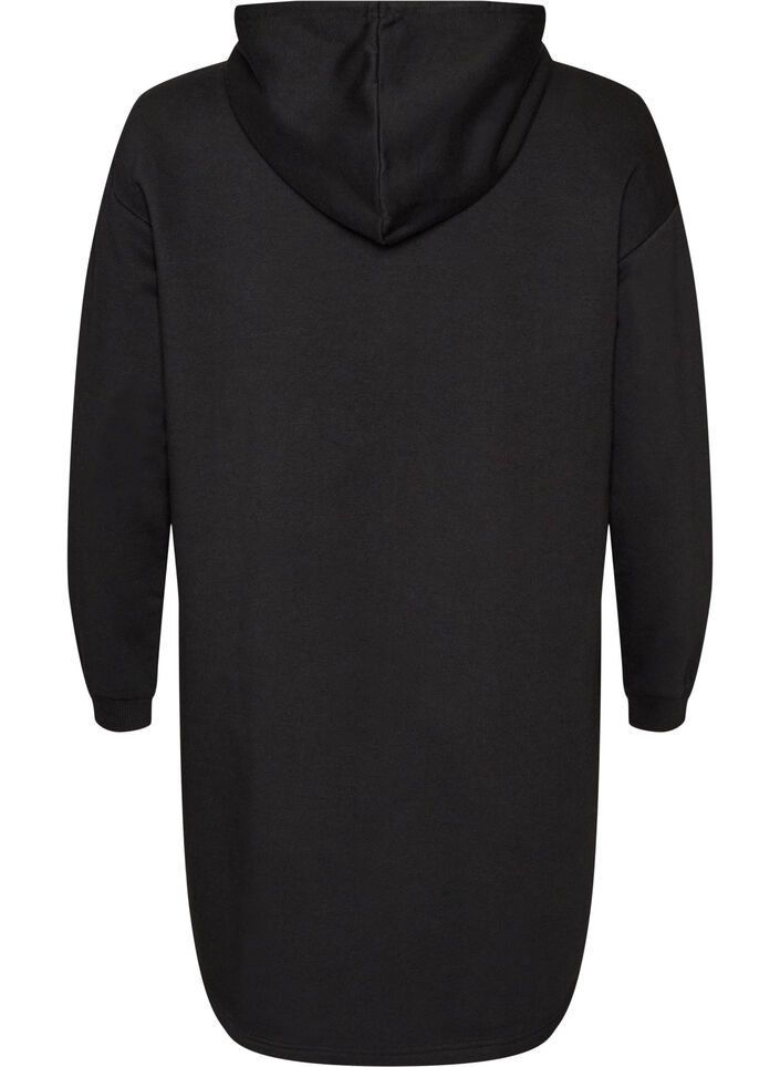 Lang vest met capuchon en ritssluiting, Zwart, Packshot image number 1