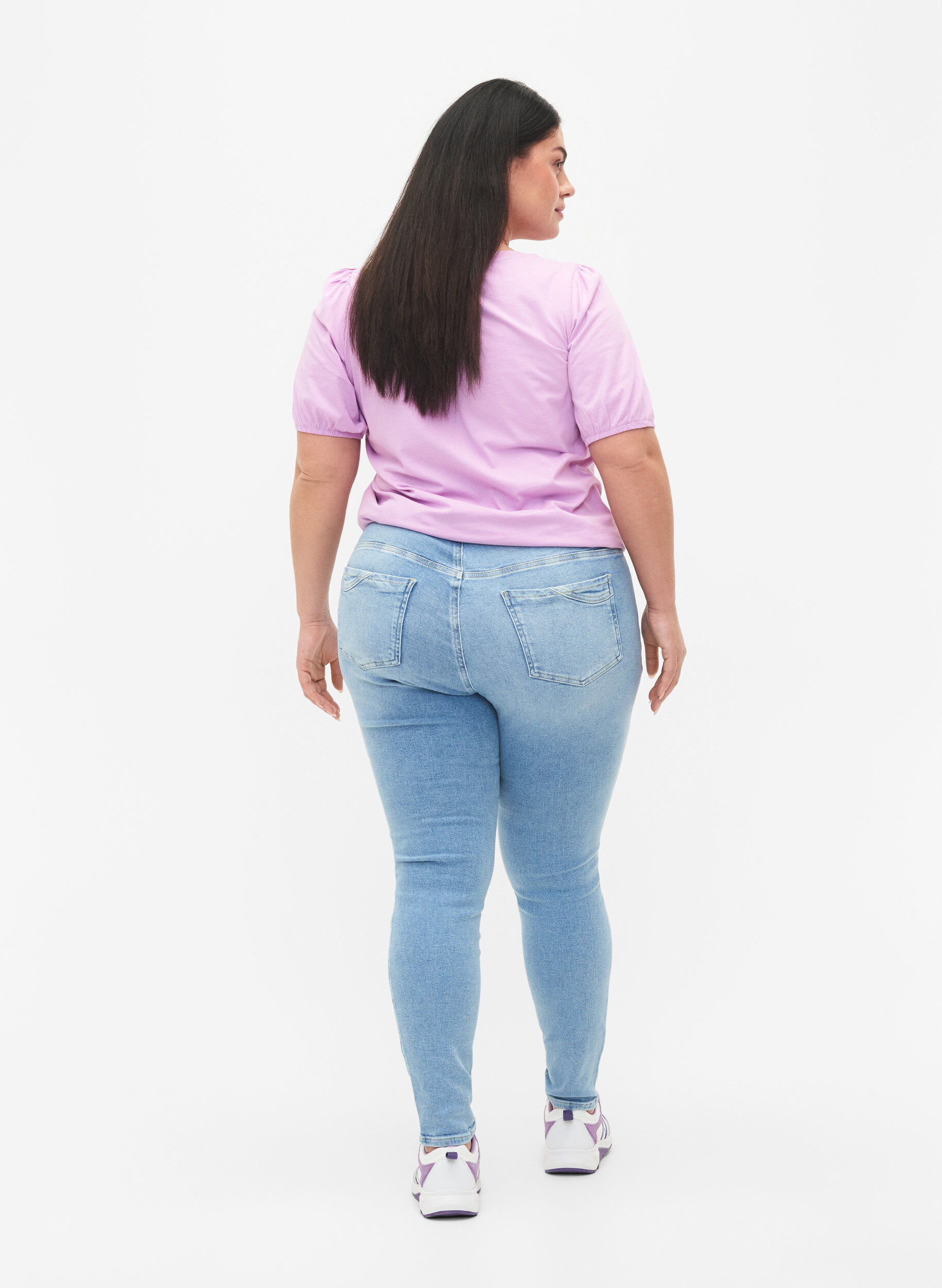 Zizzi Amy jeans met hoge taille en super slanke pasvorm, Light blue, Model image number 1