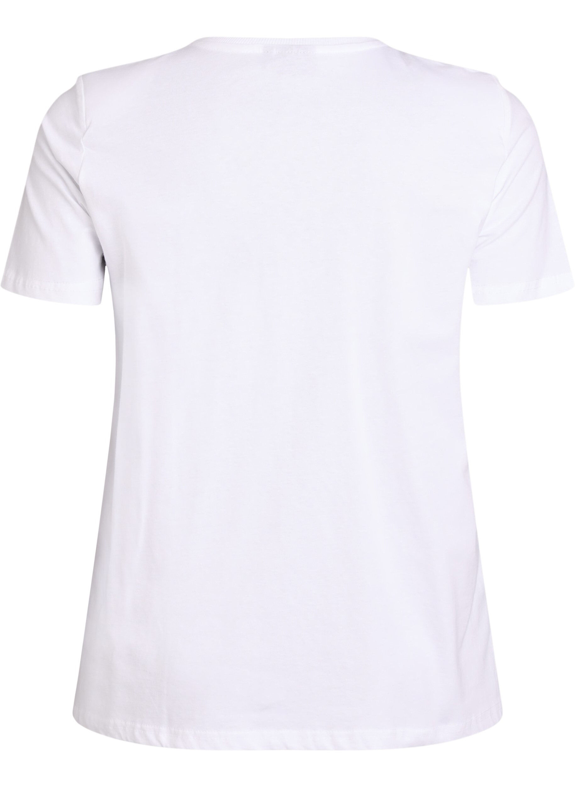 Zizzi Basic katoenen T-shirt met schoudervullingen, Wit, Packshot image number 1
