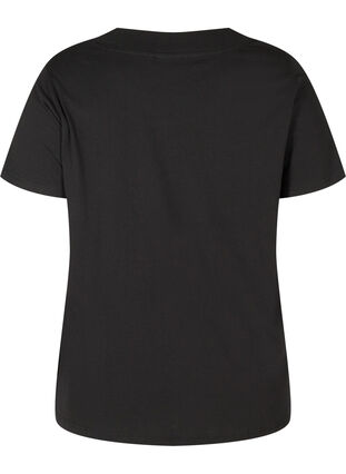 T-shirt met brede rib in de hals en korte mouwen, Black, Packshot image number 1