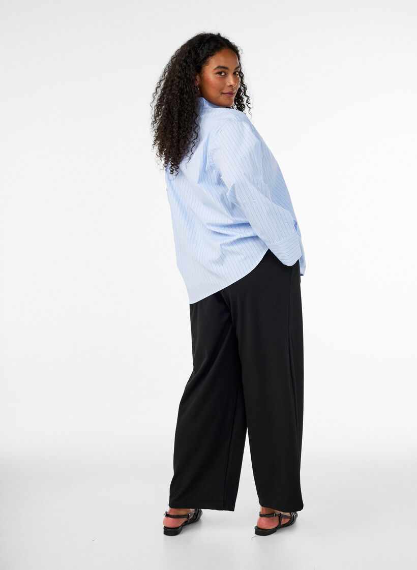 Losse jerseybroek met hoge taille, Zwart, Model image number 1