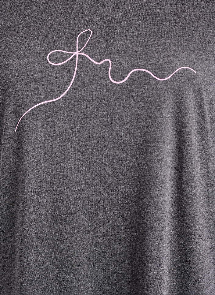 Nachtjapon met korte mouwen en tekstopdruk, Zwart, Packshot image number 2