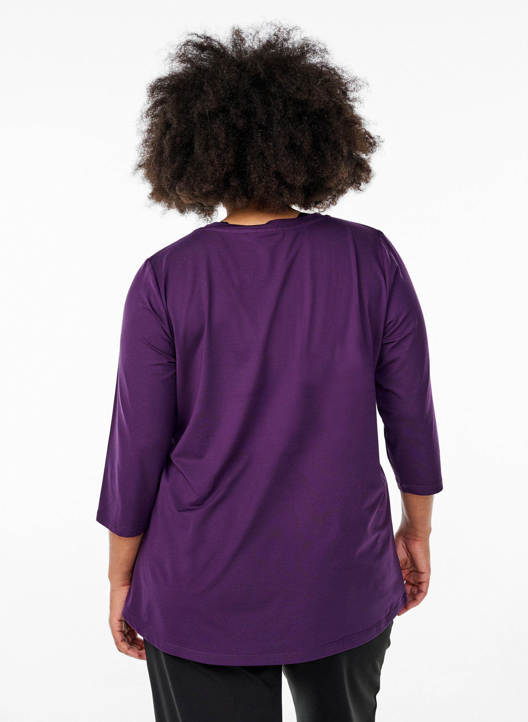 Zizzi Training blouse met 3/4 mouwen, Paars, Model image number 2