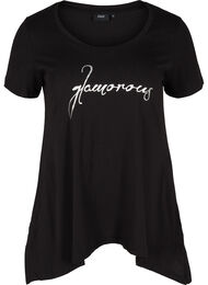 Katoenen t-shirt met korte mouwen en a-lijn, Black GLAMOROUS