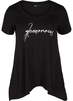 Katoenen t-shirt met korte mouwen en a-lijn, Black GLAMOROUS, Packshot image number 0
