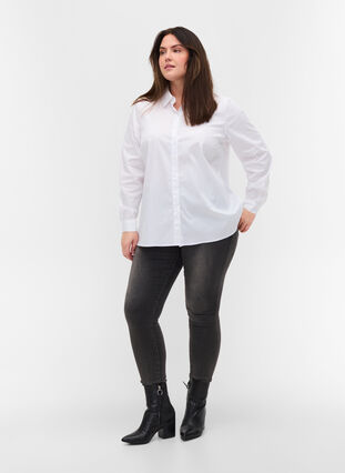 Klassieke blouse met kraag en knopen, Bright White, Model image number 2