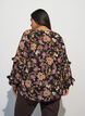 Blouse met bloemenprint en ruchesdetails, Zwart, Model image number 2