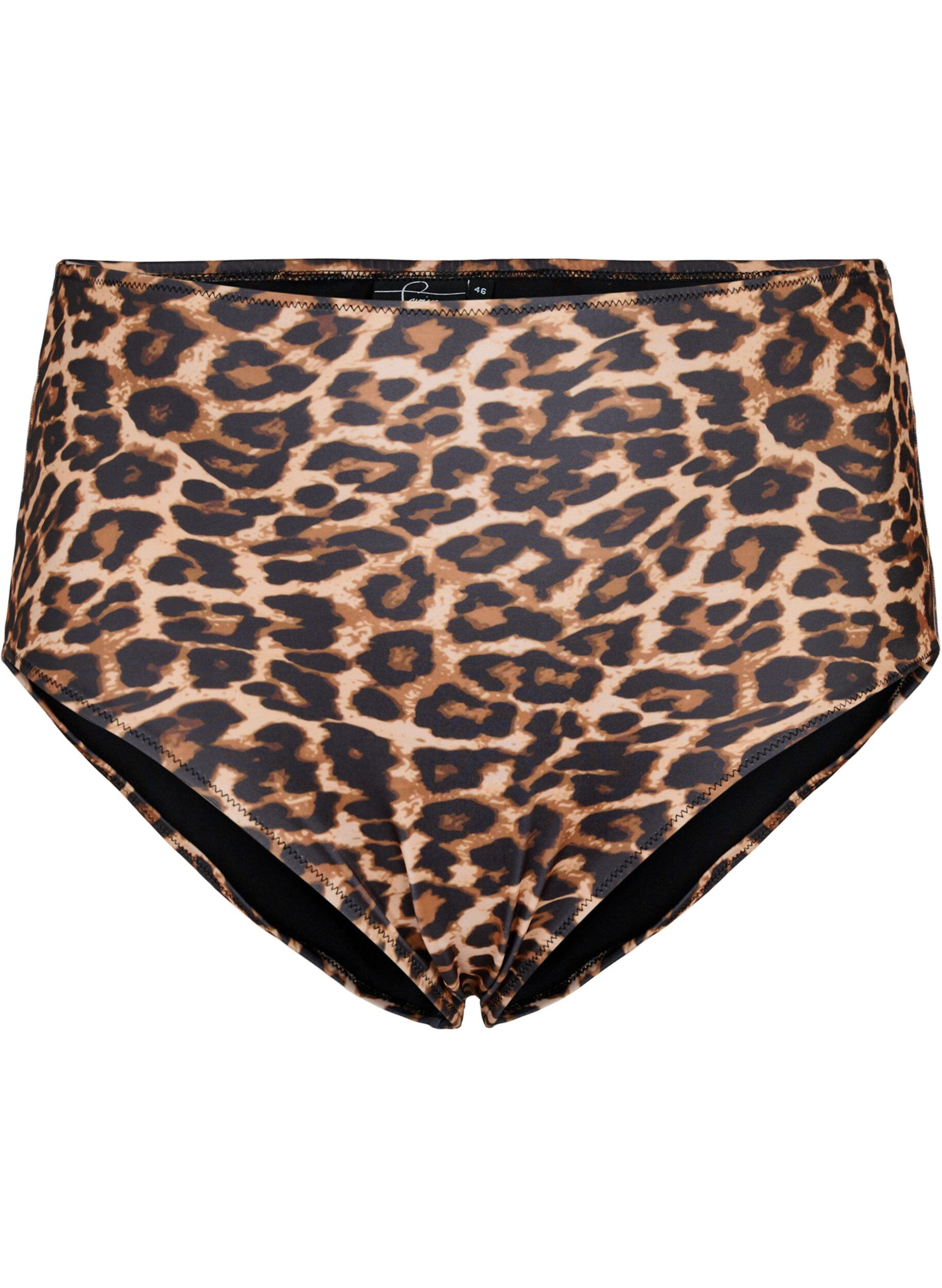 Zizzi Hoog getailleerd bikinibroekje met luipaardprint, Leopard Print, Packshot image number 0
