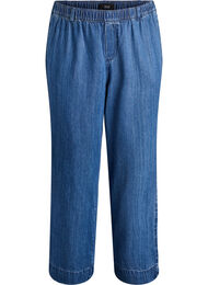 Brede jeans met een elastische tailleband, Blauw