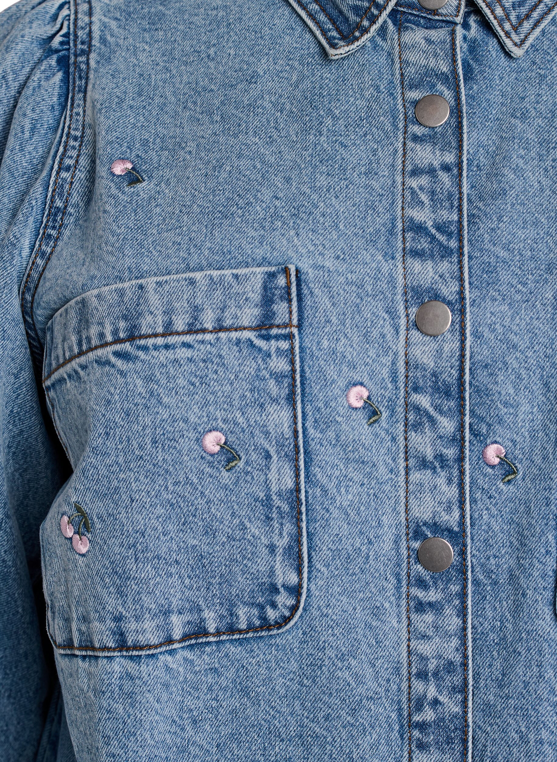 Zizzi Denimjurk met kersen en borstzakken, Blauw, Packshot image number 2