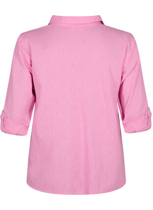 Shirt blouse met knoopsluiting van katoen-linnenmix, Rosebloom, Packshot image number 1