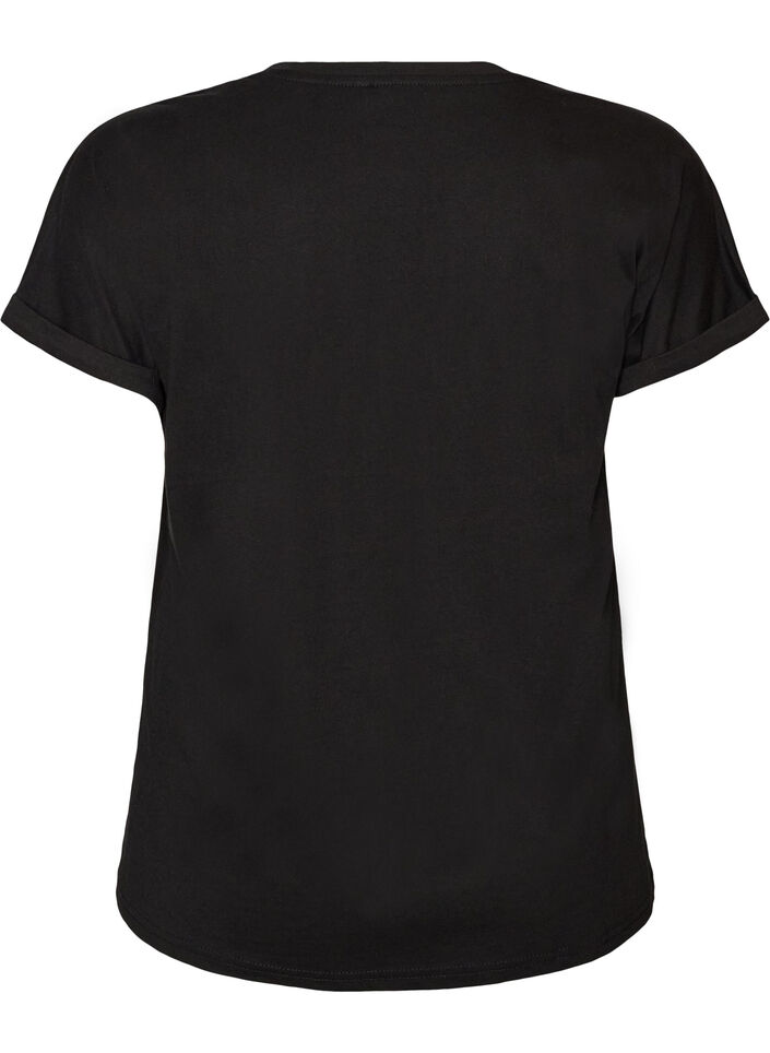 Katoenen T-shirt met bloemenprint, Zwart, Packshot image number 1