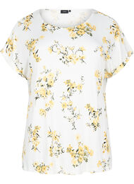 T-shirt met bloemenprint, Geel