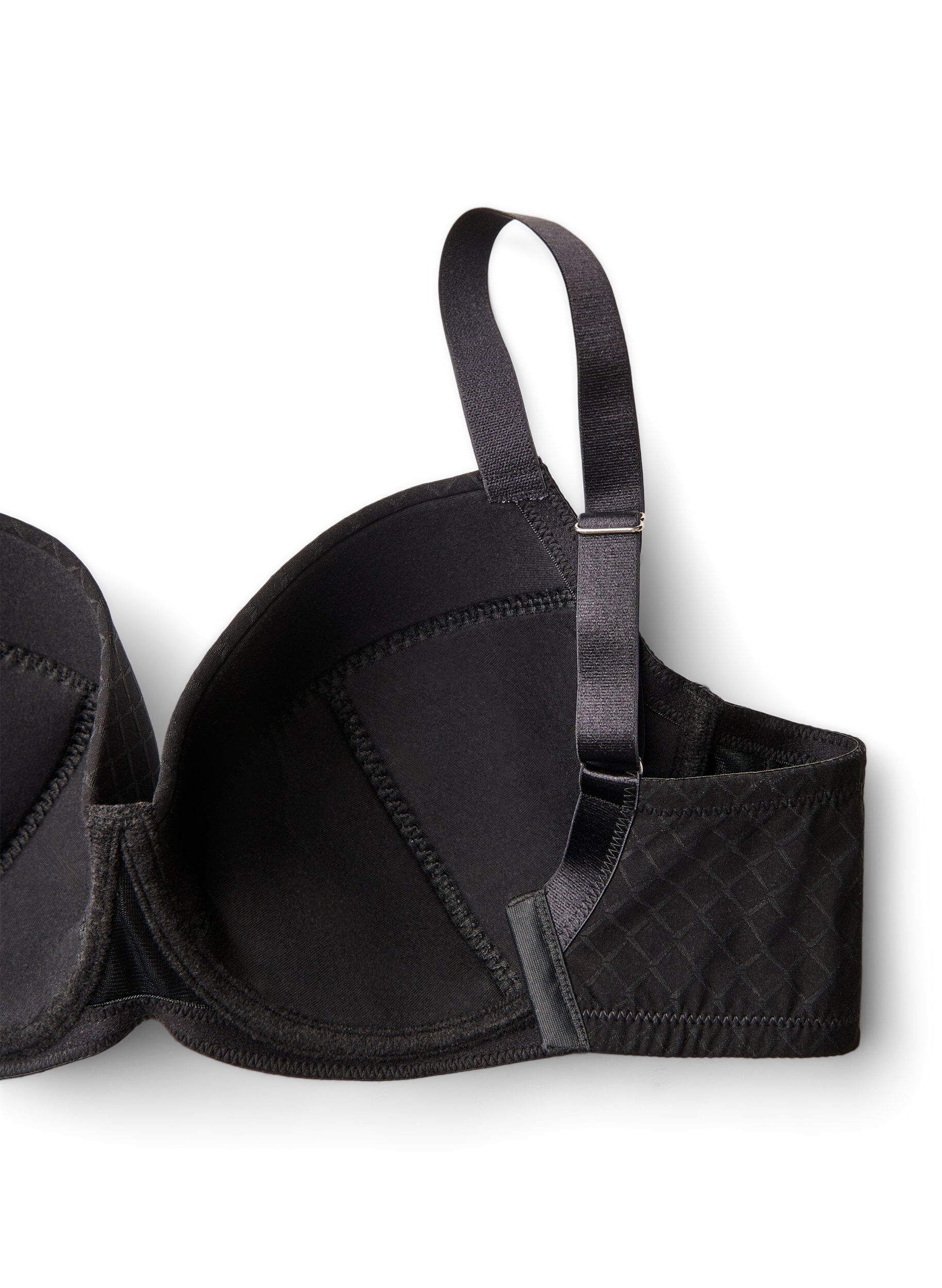 ZizziGewatteerde microvezel beha met geruit patroon, Zwart, Packshot image number 3