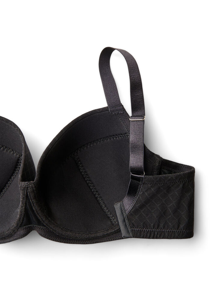 Gewatteerde microvezel beha met geruit patroon, Zwart, Packshot image number 3